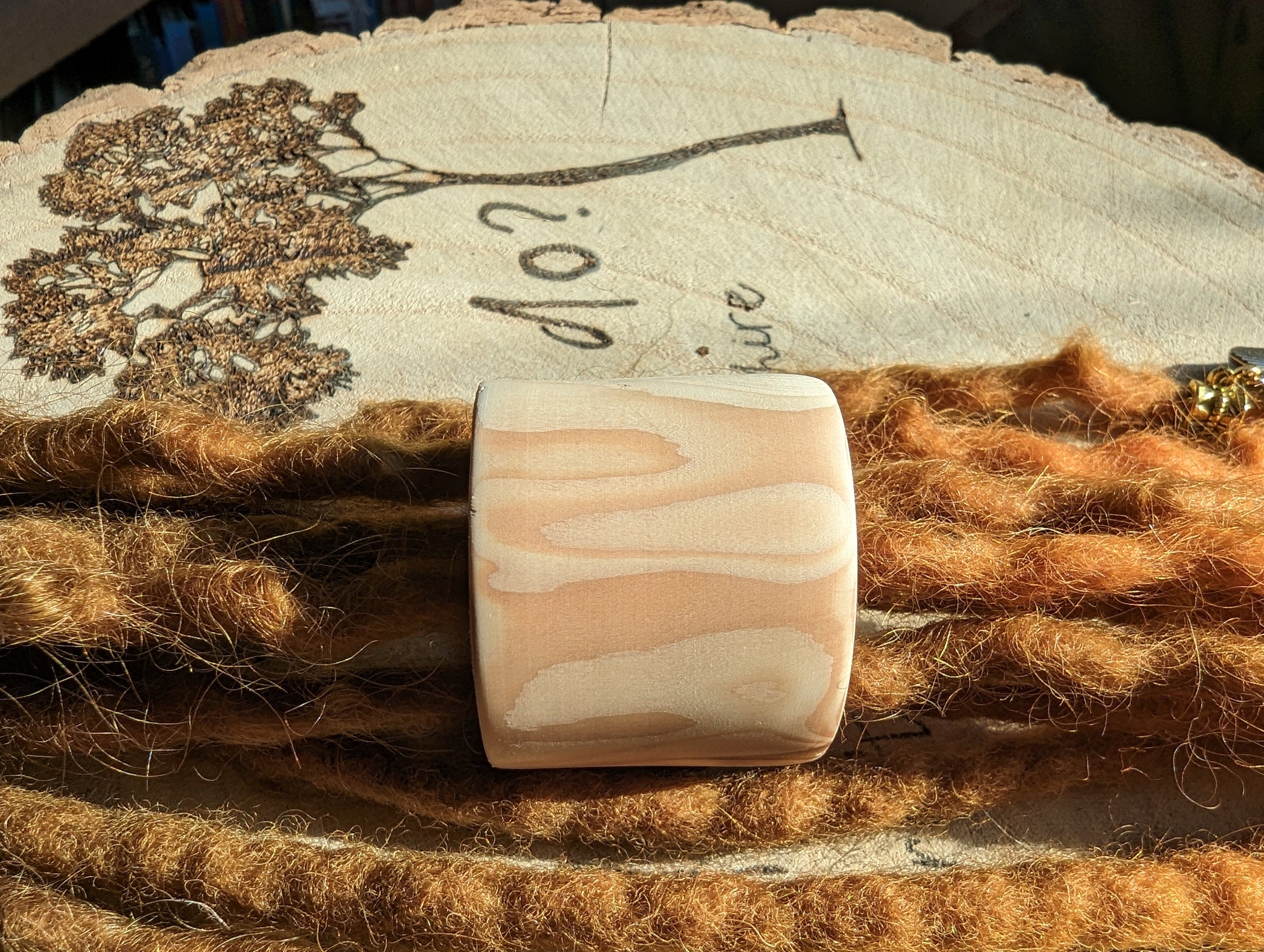 Chunky Yew Wood Dreadlock Bead: Handmade Hair Jewelry