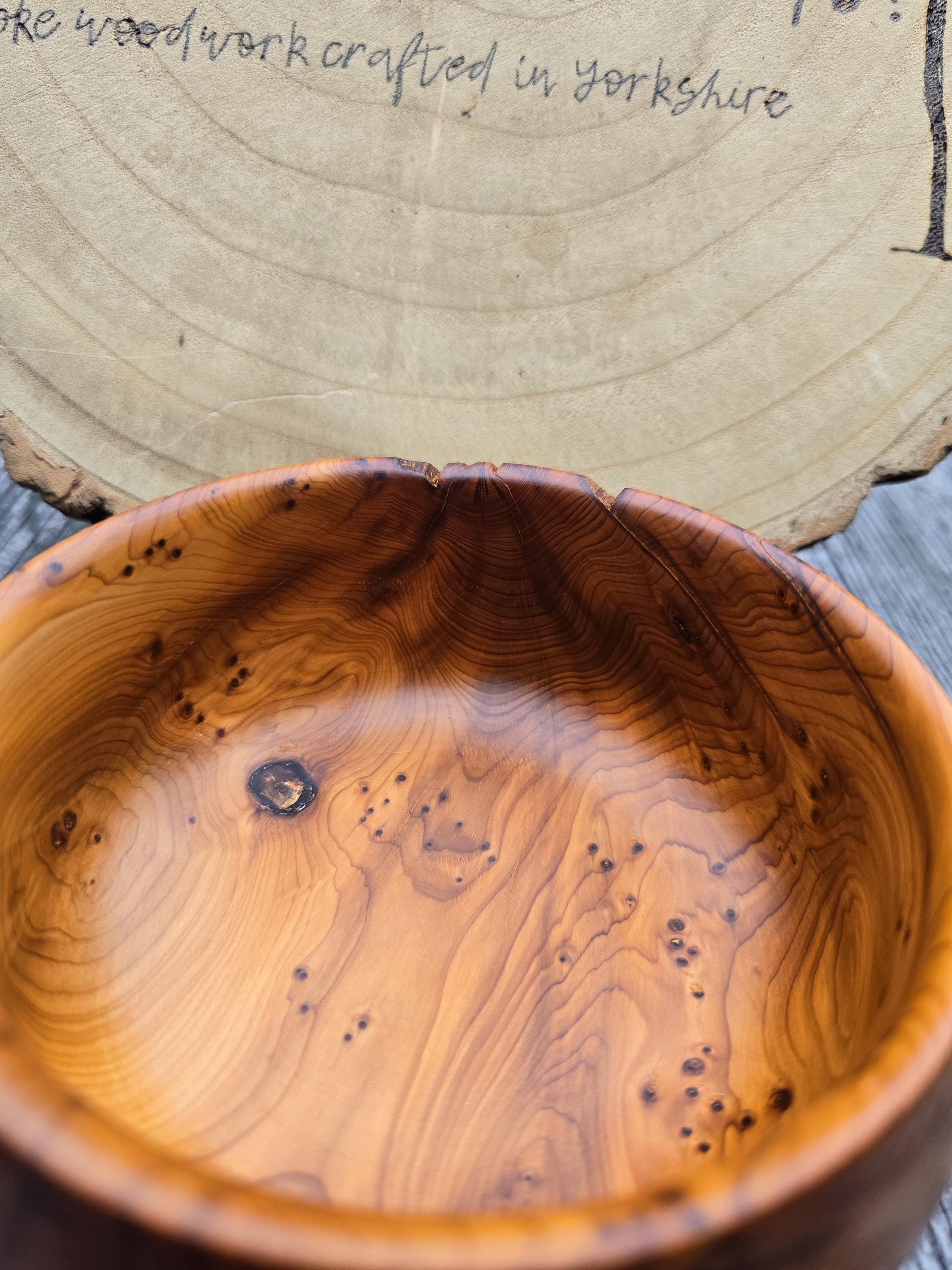 Handcrafted Rustic Yew Bowl