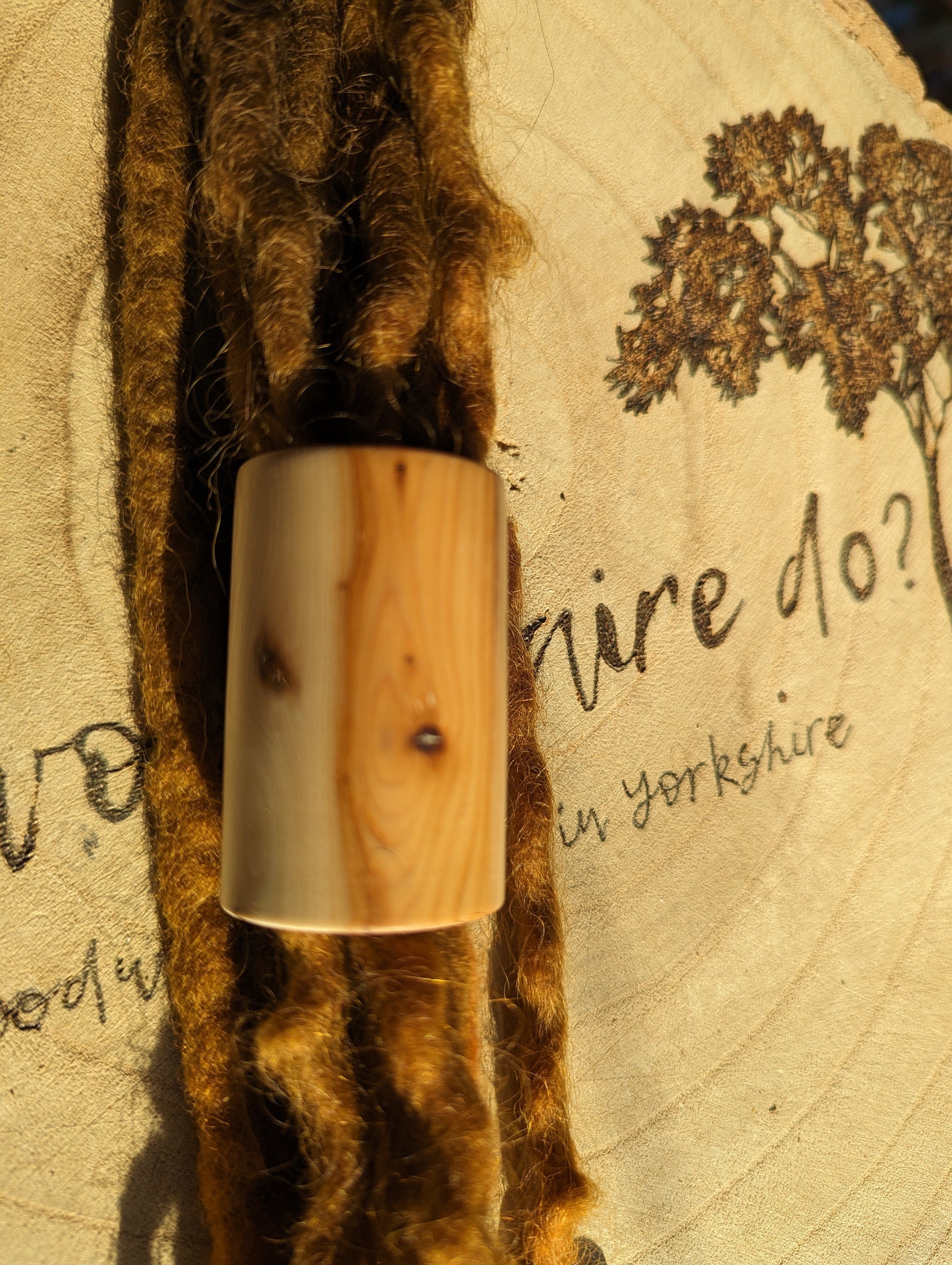 Yew Wood Dreadlock Bead: Large Loc Jewelry