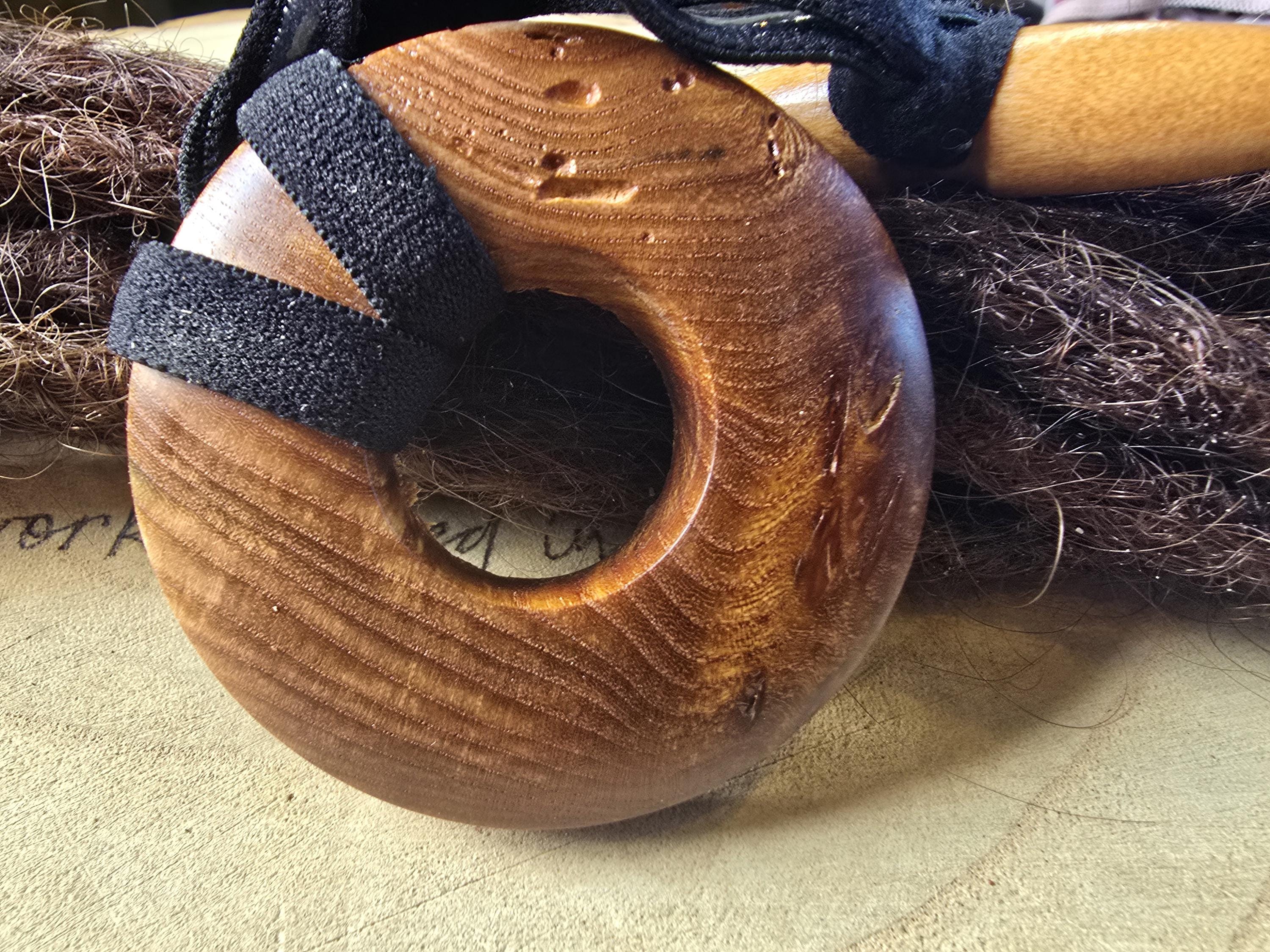 Handcrafted Elm Wood Dreadlock Tie: Natural Hair Accessory