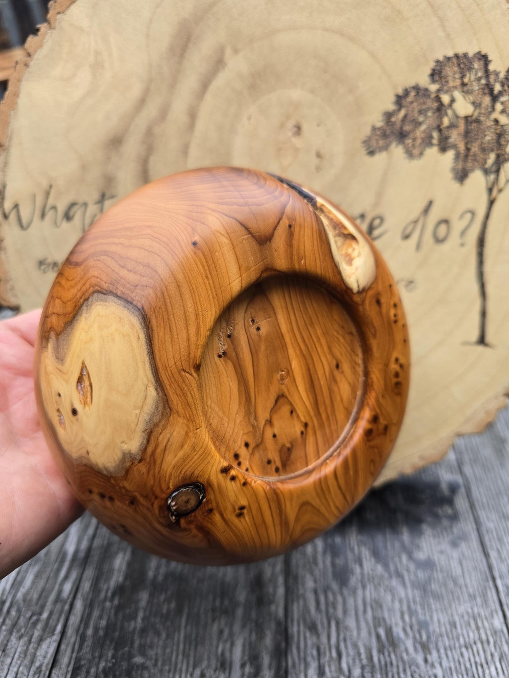 Handcrafted Rustic Yew Bowl