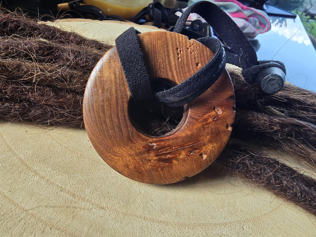 Handcrafted Elm Wood Dreadlock Tie: Natural Hair Accessory