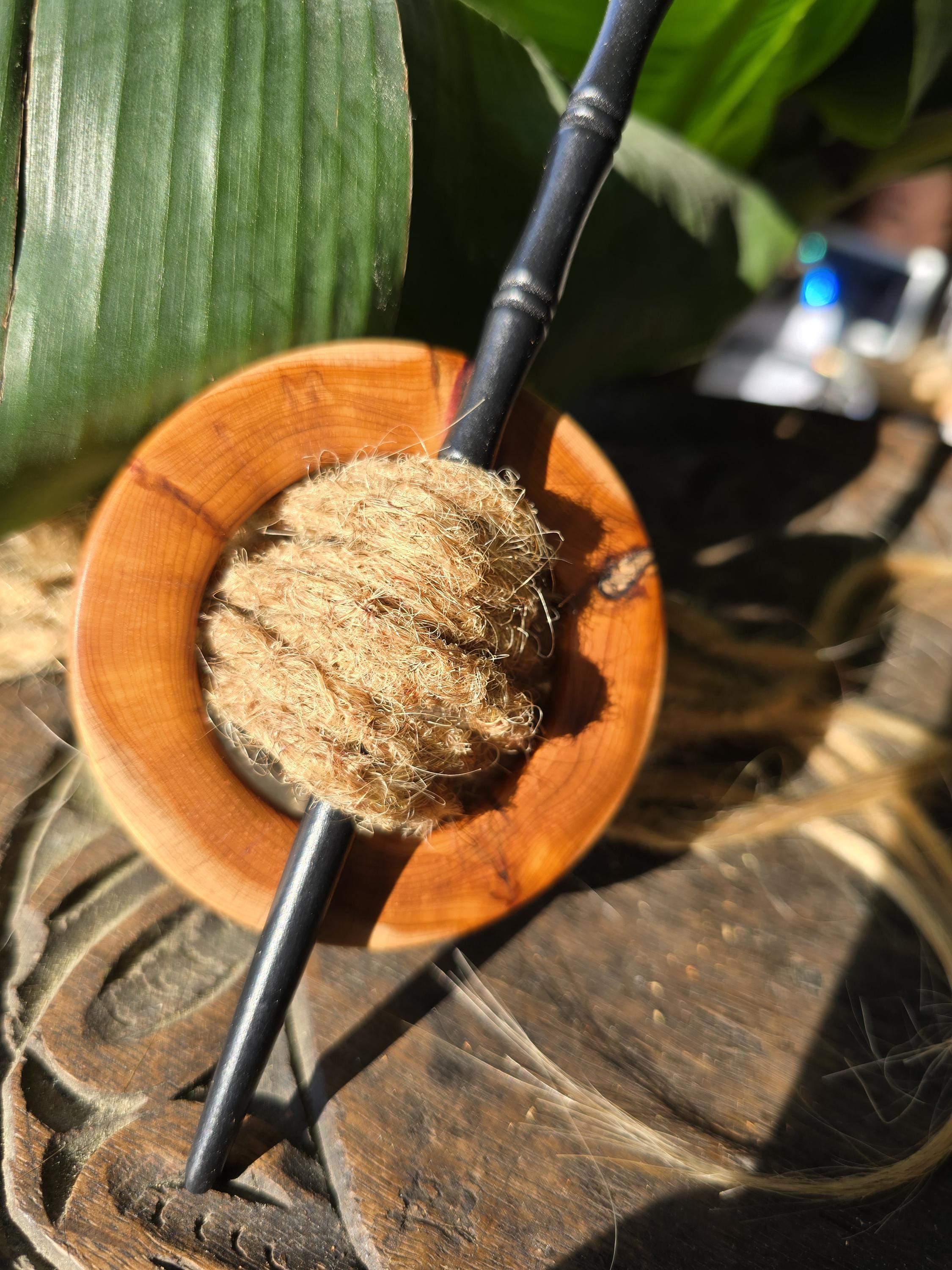 Handcrafted Yew Wood Dreadlock Tie: Natural Hair Accessory