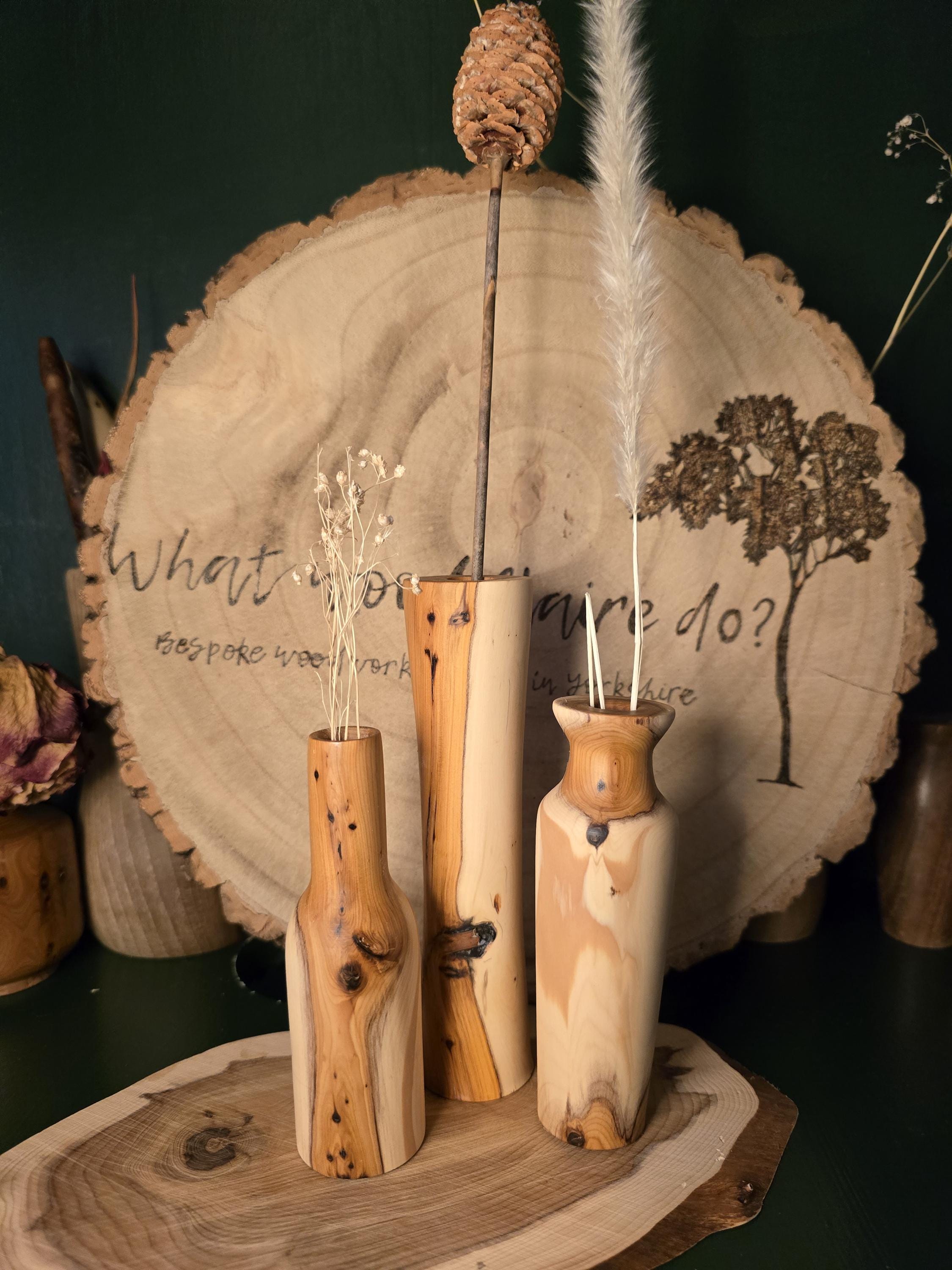 Yew bud vases trio