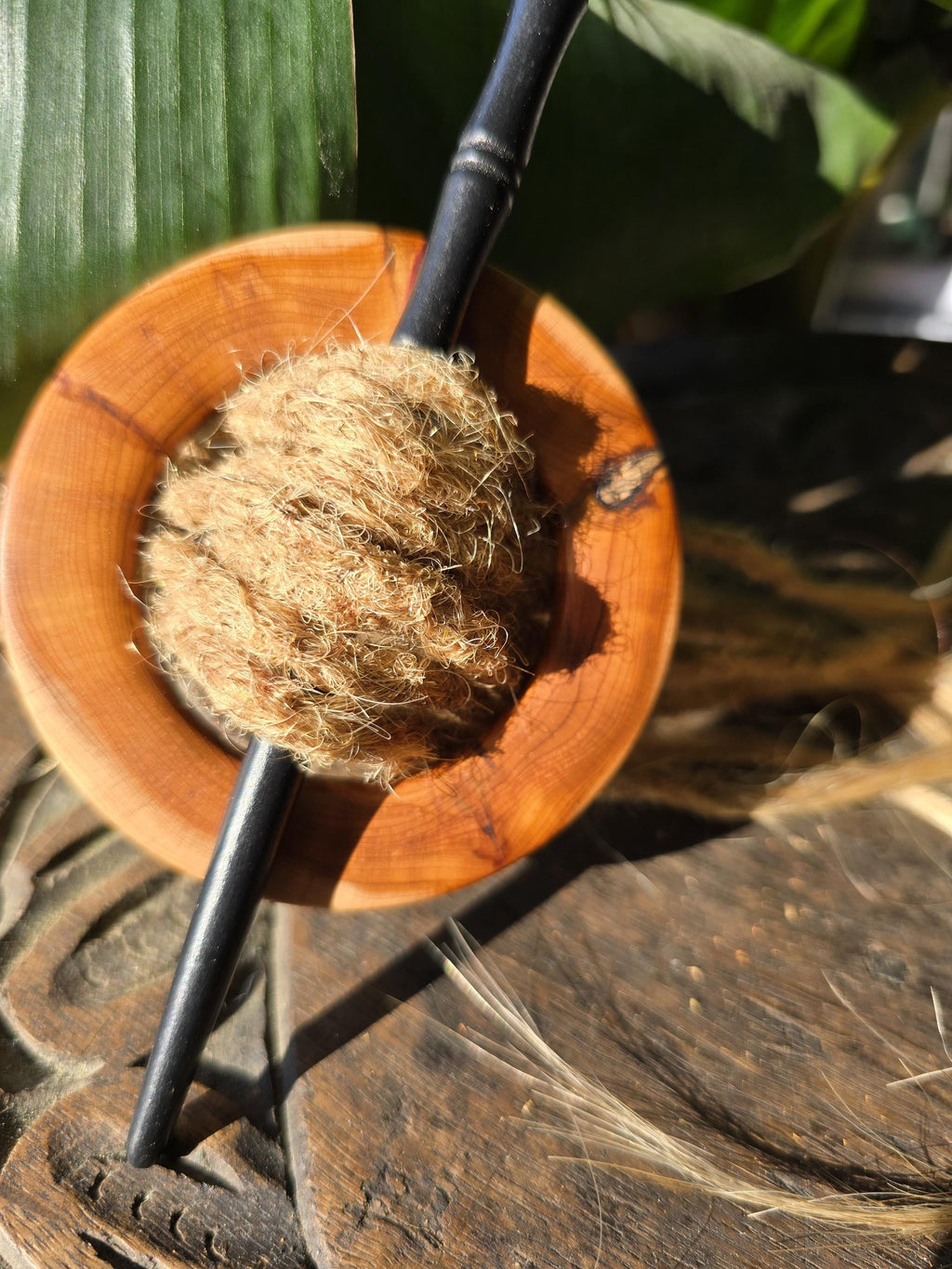 Handcrafted Yew Wood Dreadlock Tie: Natural Hair Accessory