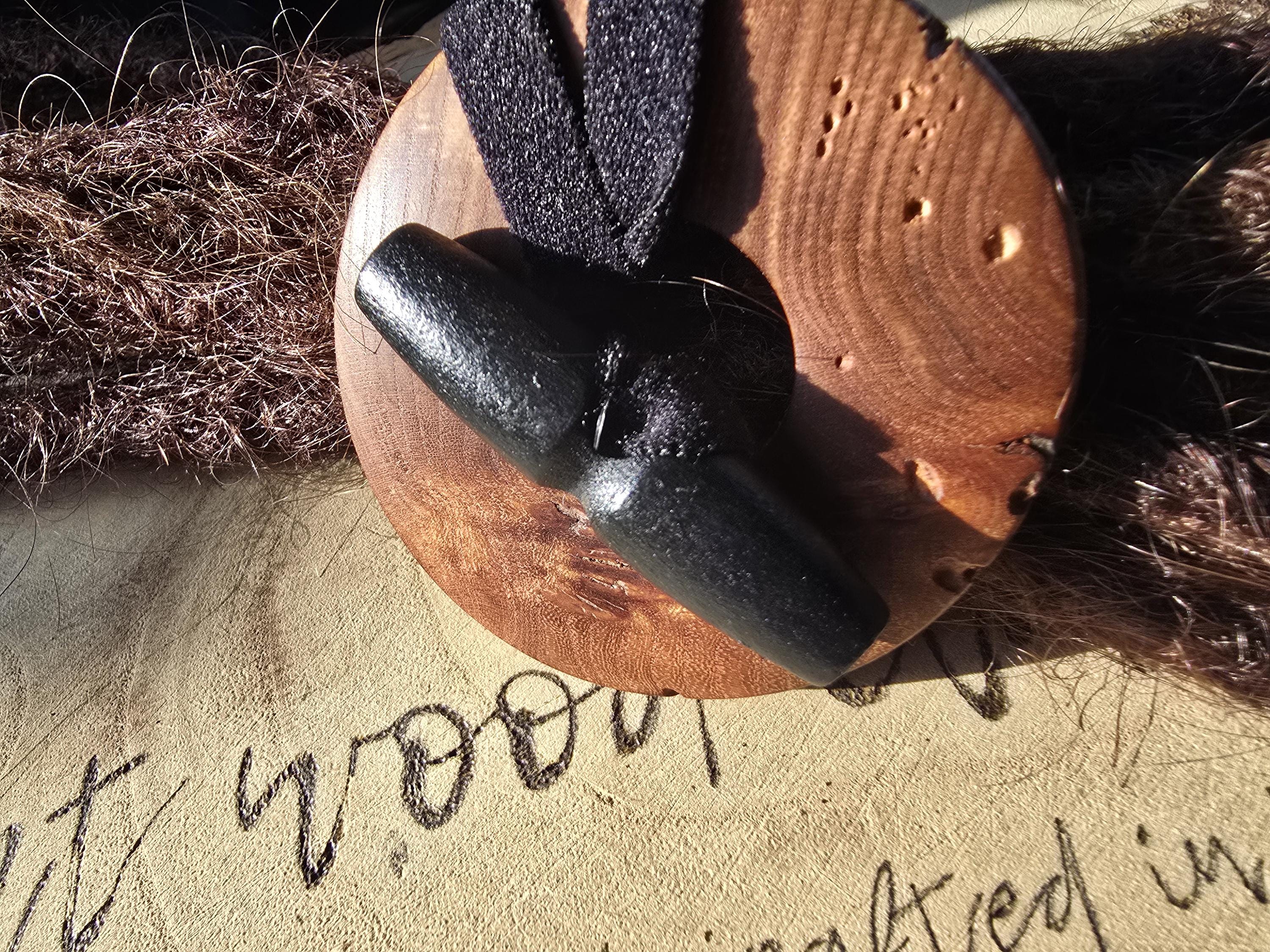 Handcrafted Elm Wood Dreadlock Tie: Natural Hair Accessory