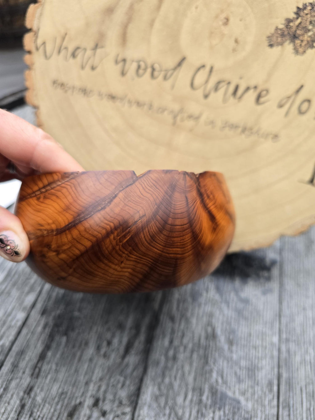 Handcrafted Rustic Yew Bowl