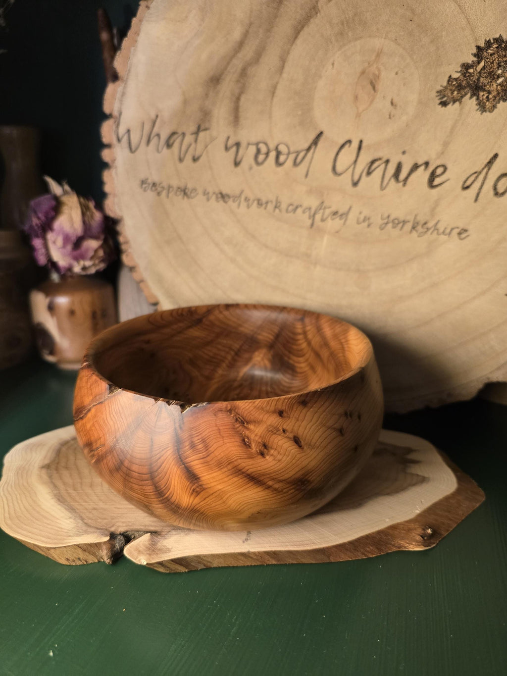 Handcrafted Rustic Yew Bowl