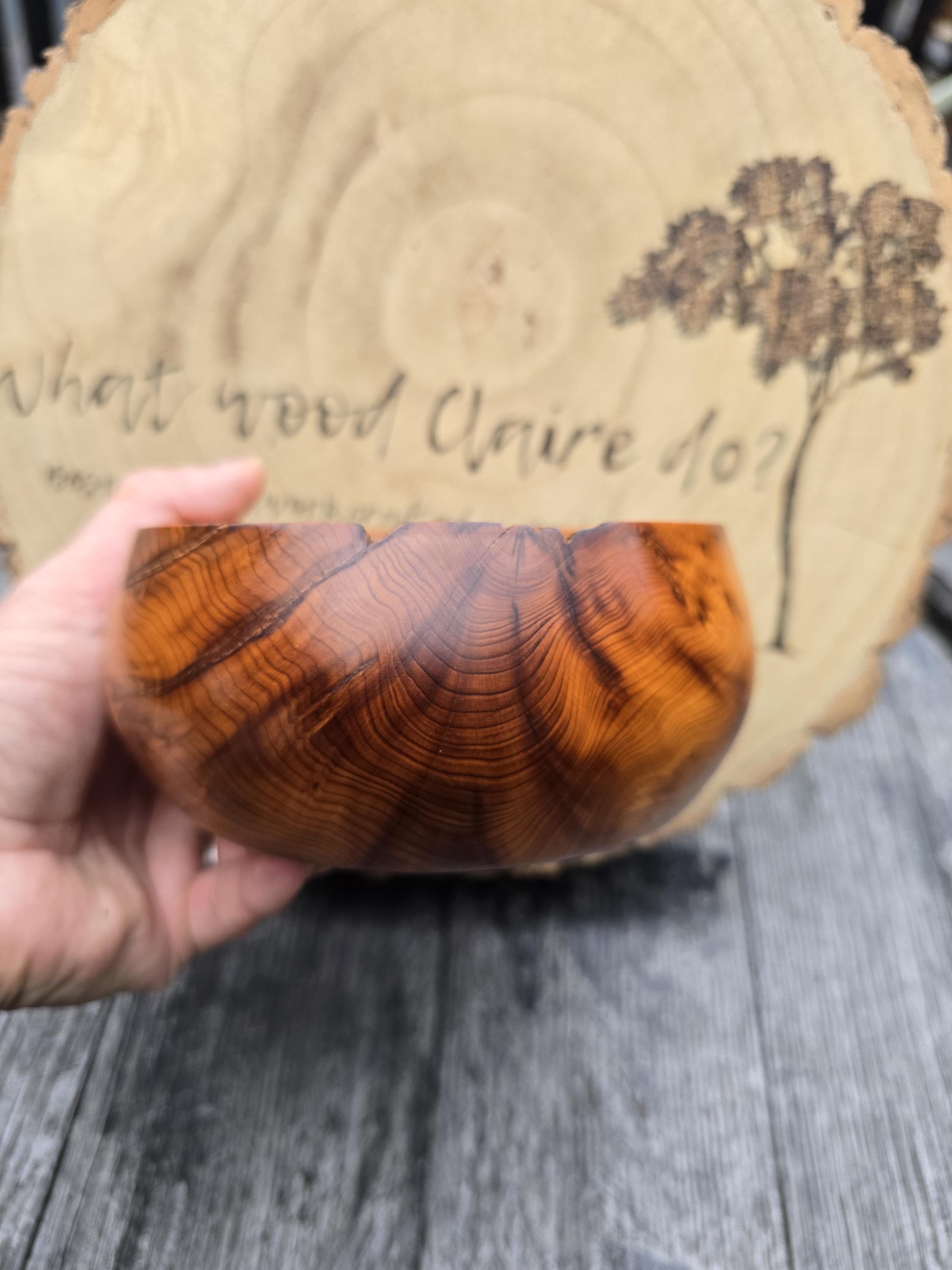 Handcrafted Rustic Yew Bowl