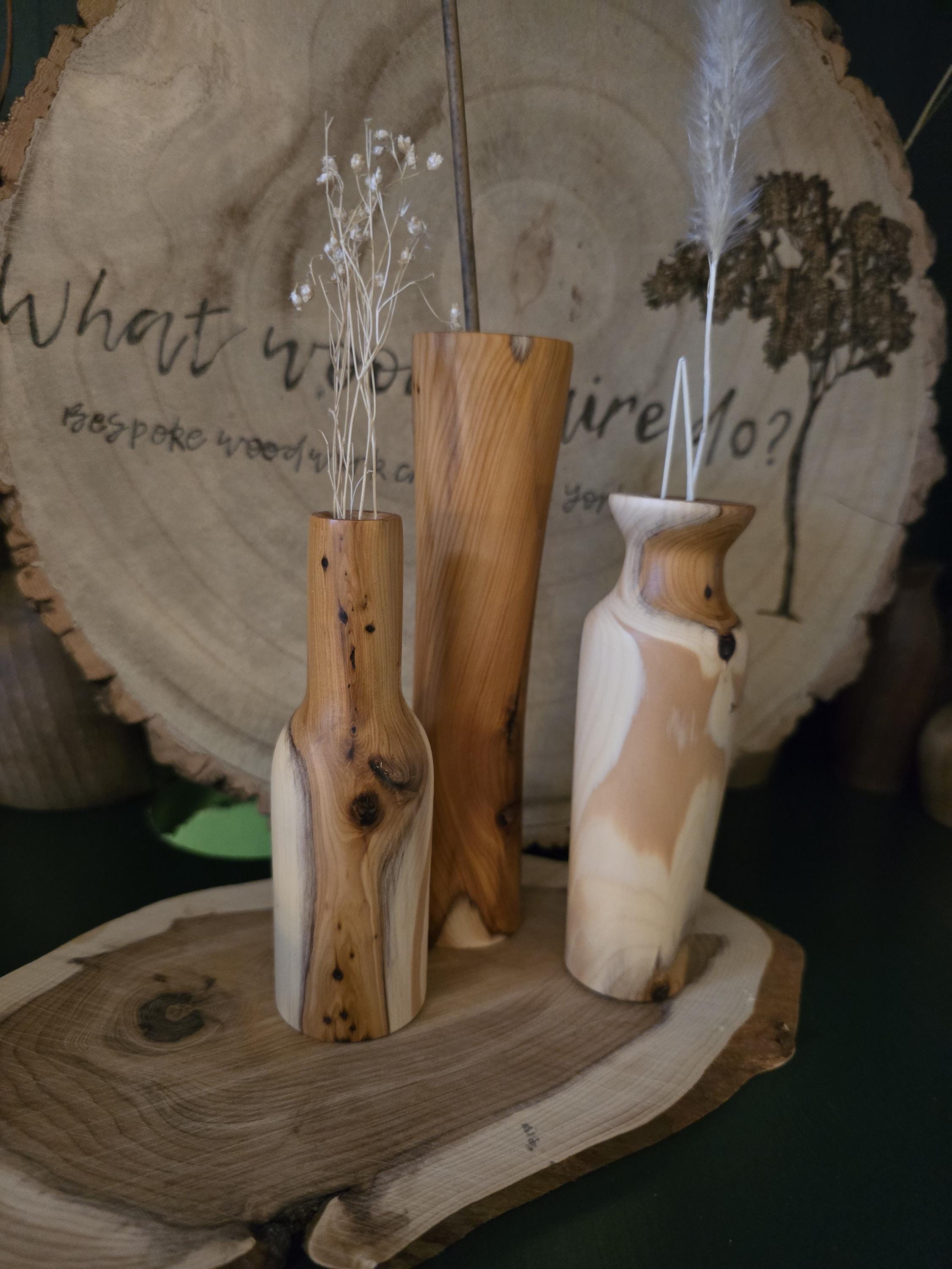 Yew bud vases trio