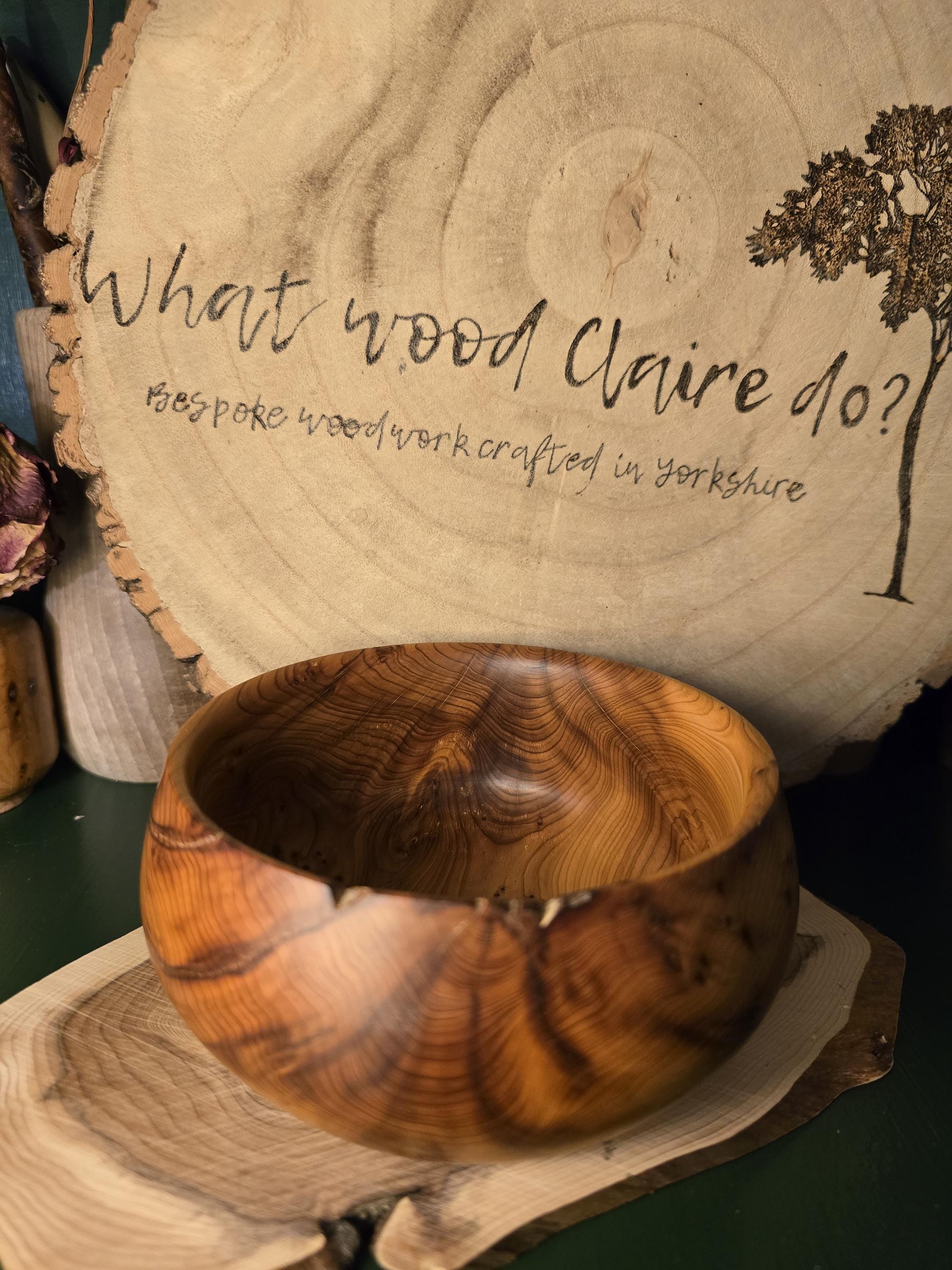 Handcrafted Rustic Yew Bowl