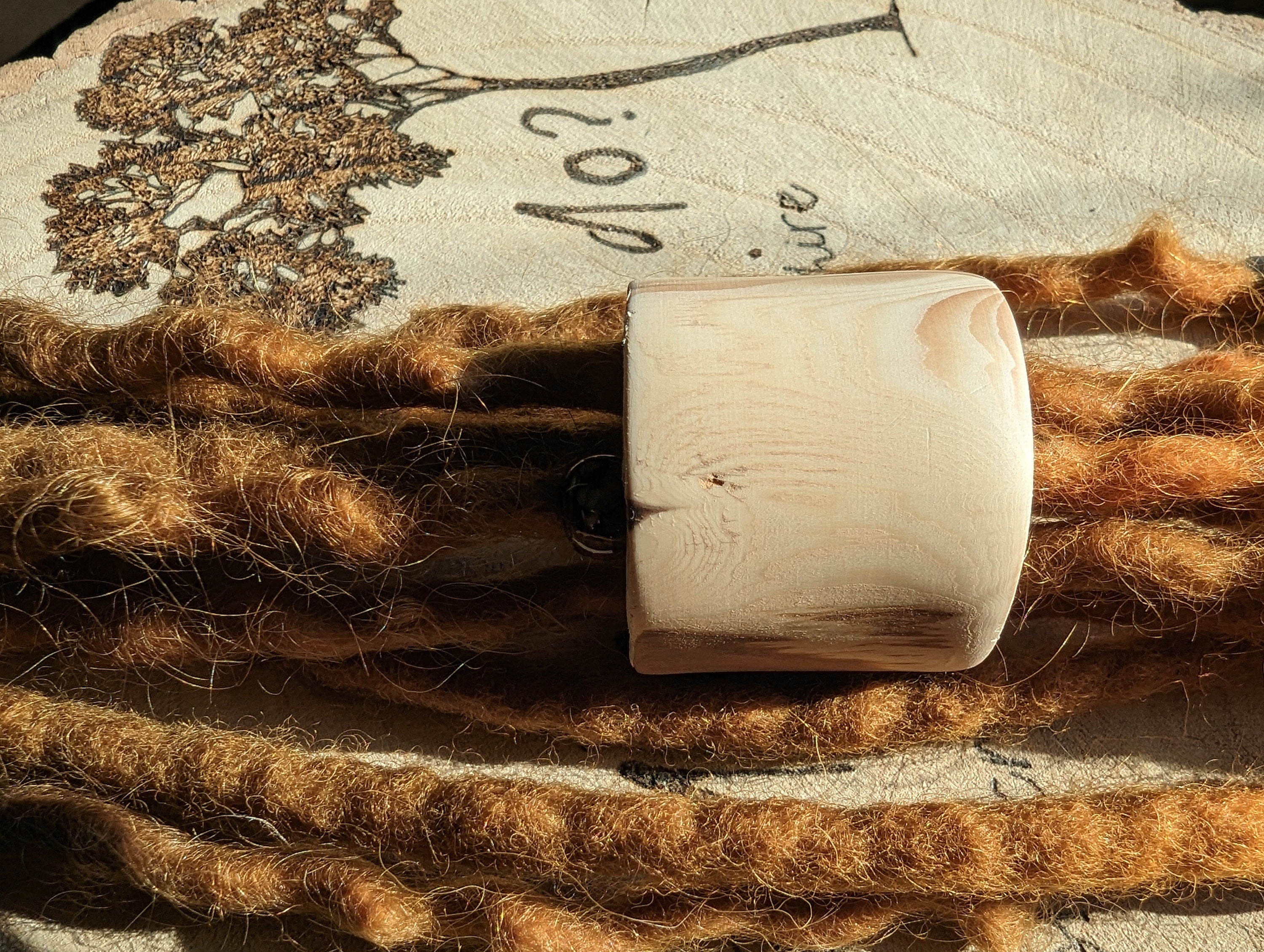 Chunky Yew Wood Dreadlock Bead: Handmade Hair Jewelry