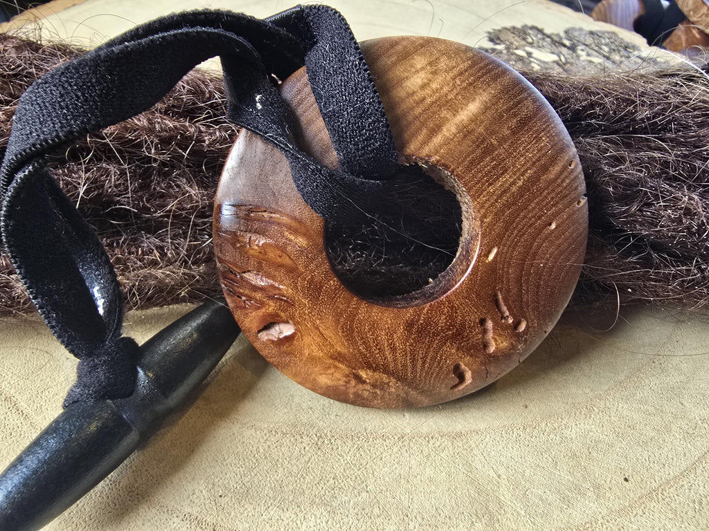 Handcrafted Elm Wood Dreadlock Tie: Natural Hair Accessory