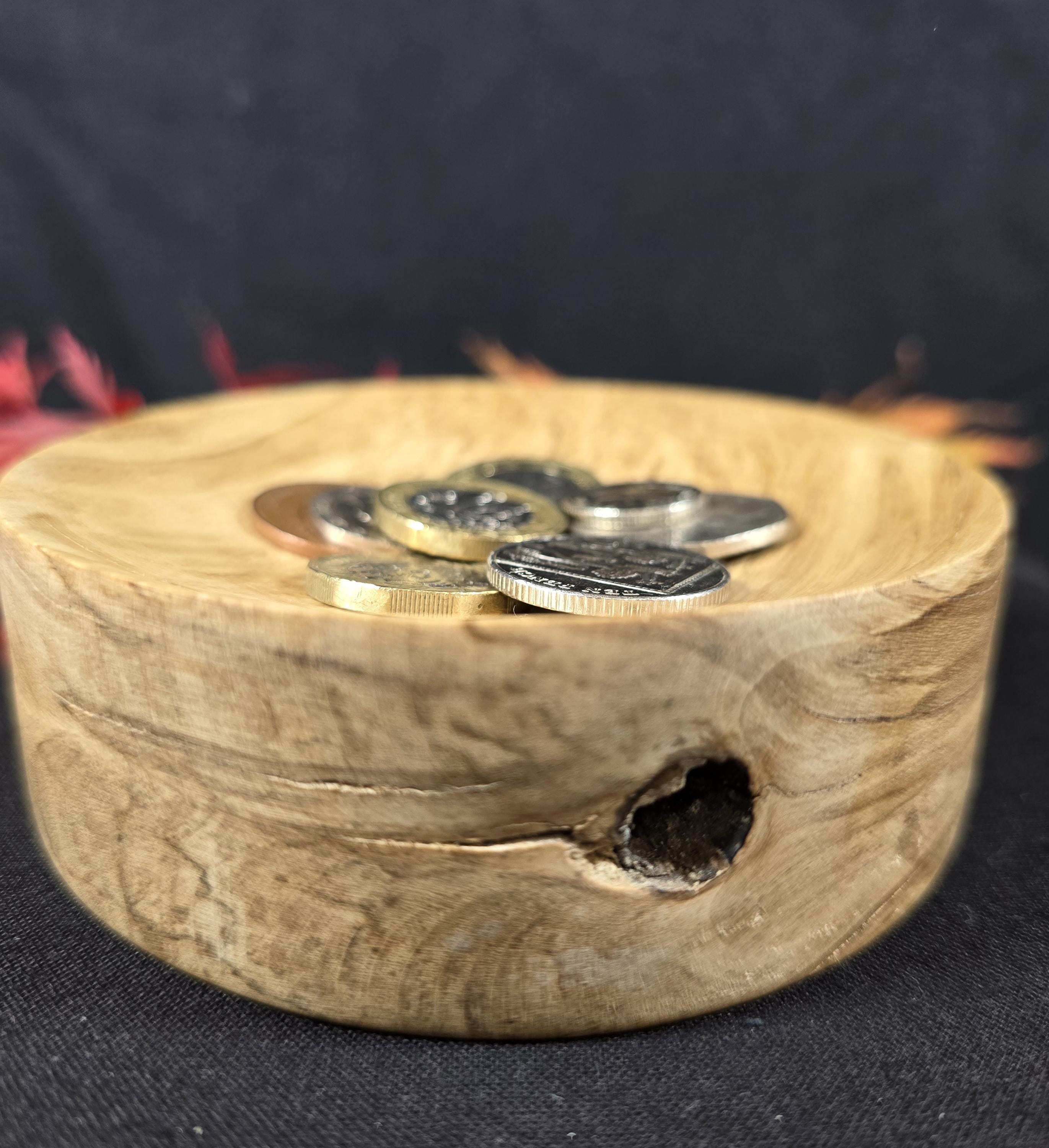 Handturned Oak Burr Coin Dish