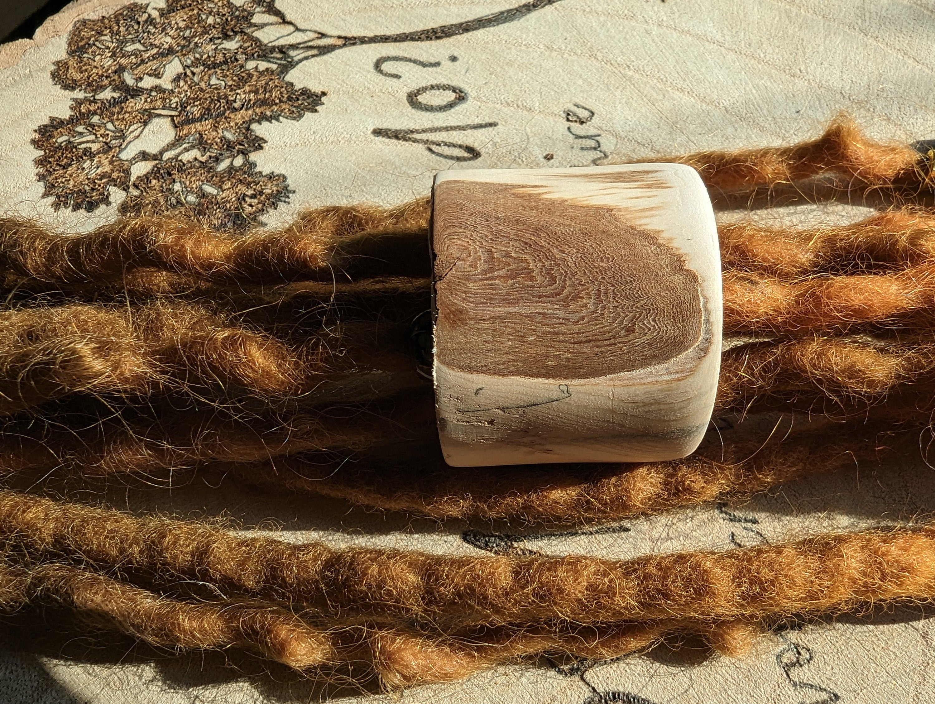 Chunky Yew Wood Dreadlock Bead: Handmade Hair Jewelry