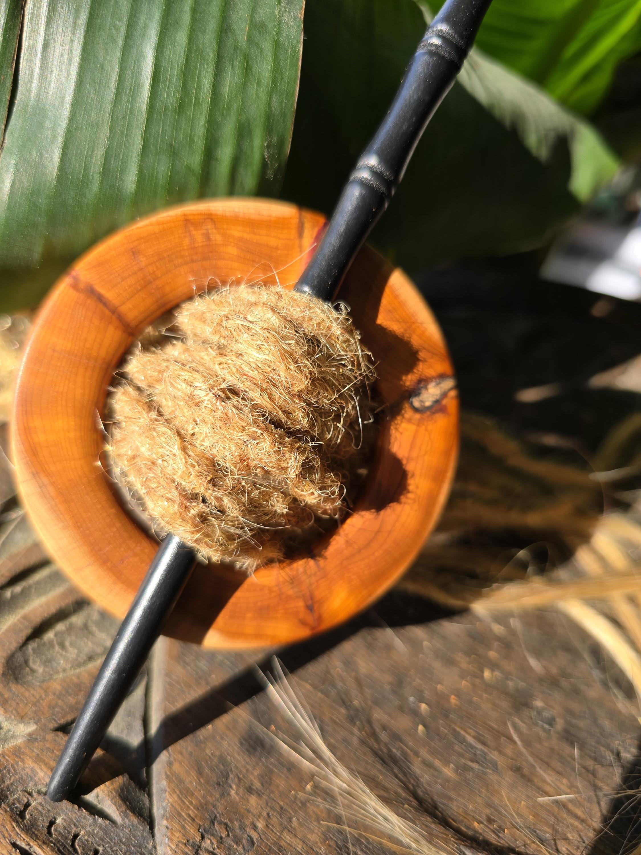 Handcrafted Yew Wood Dreadlock Tie: Natural Hair Accessory