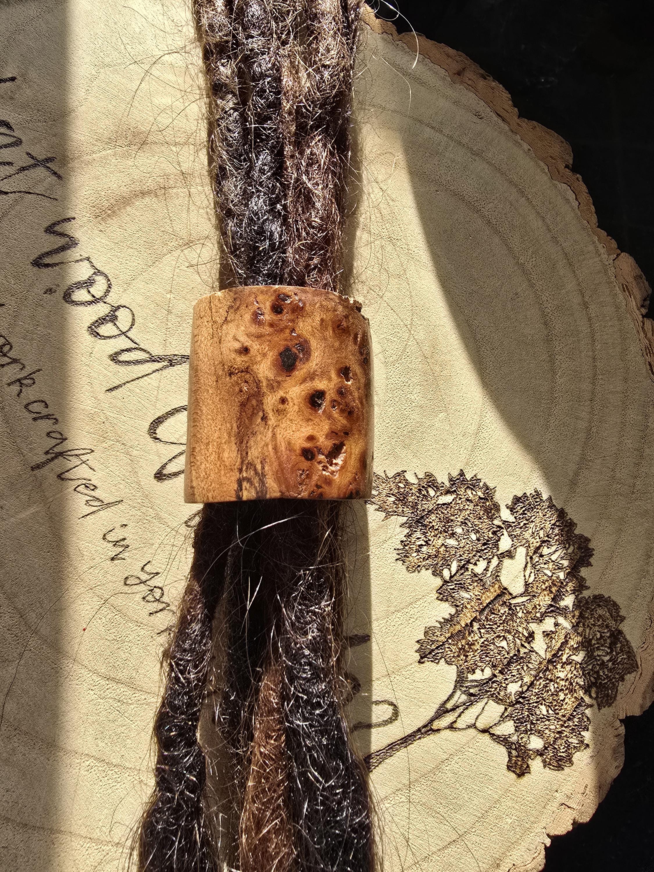 Large Elm Wood Dreadlock Bead: Natural Hair Jewelry