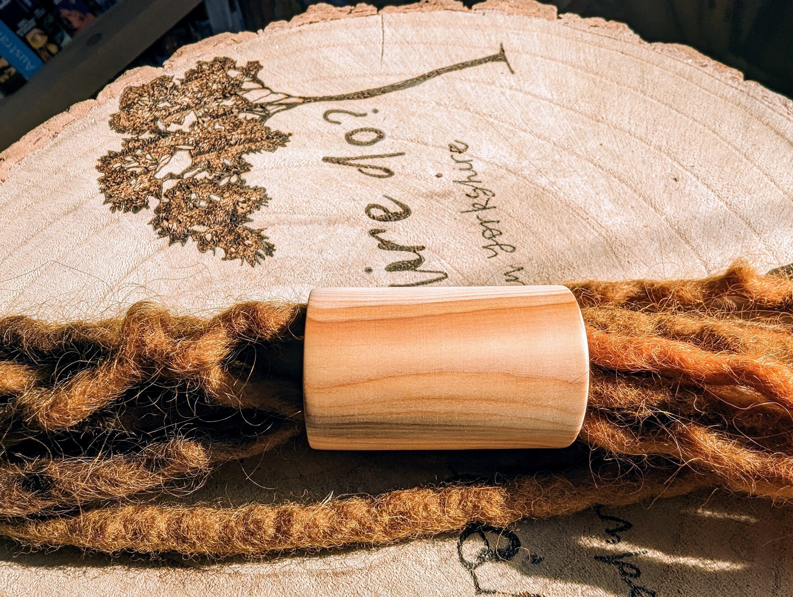 Yew Wood Dreadlock Bead: Large Loc Jewelry