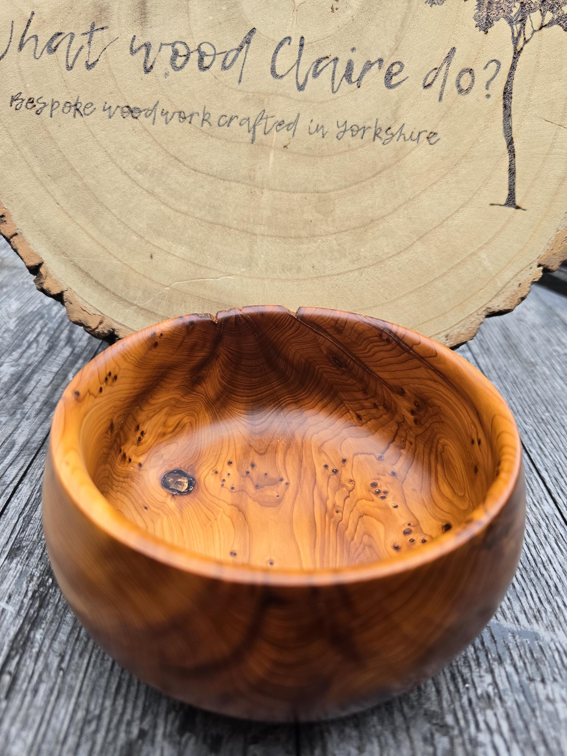 Handcrafted Rustic Yew Bowl