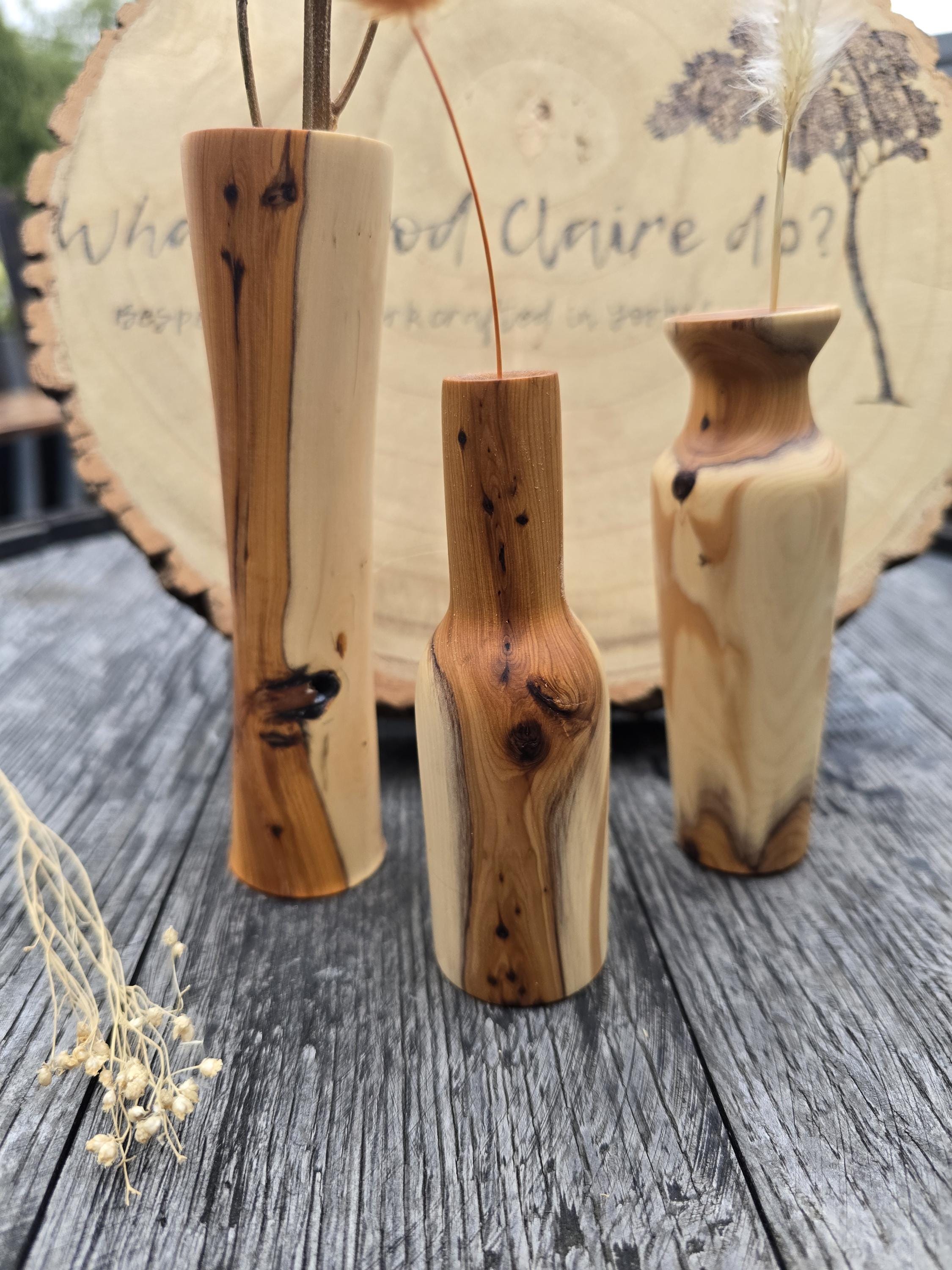 Yew bud vases trio